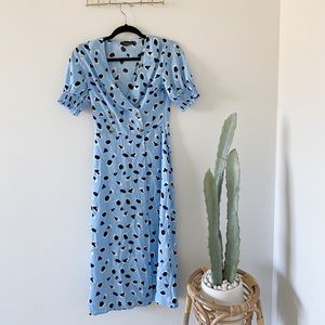 Midi Dress With Black and White Polka Dots